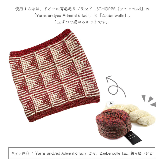 編み物 キット 毛糸 編み図 SCHOPPEL(ショッペル) Admiral 6 fachとZauberwolleのKaleido Snood(カレイドスヌード) 柳屋 Bernd Kestler(ベルンド・ケストラー) コラボ