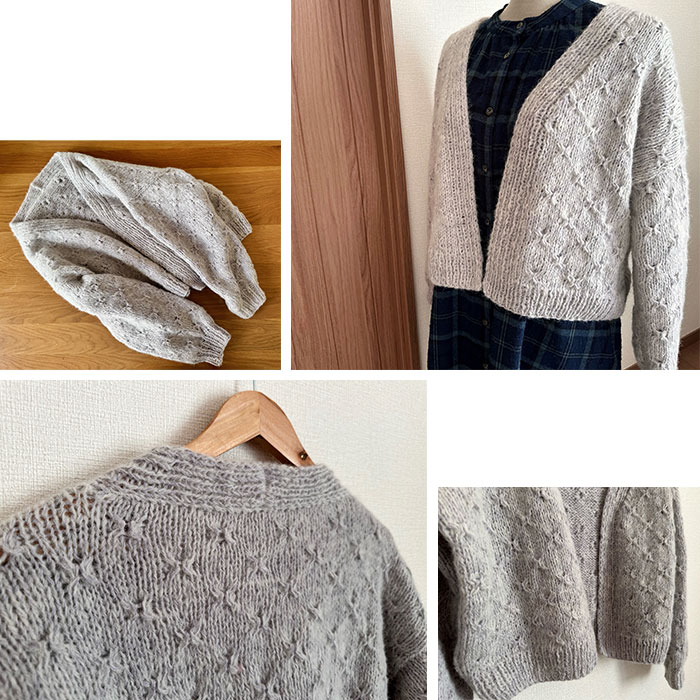 カーディガン キット 毛糸 編み図 / YANAGIYARN(ヤナギヤーン) 柳屋×猫と編み物と時々刺し子+nanaコラボ Yuki no hana Cardiganキット
