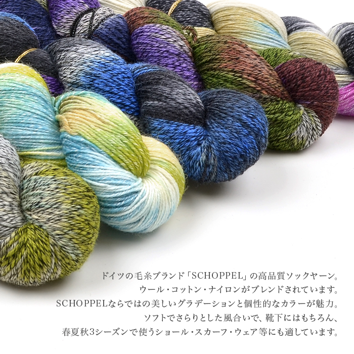 SCHOPPEL ショッペル Boots ブーツ 毛糸 輸入 グラデーション カラフル 段染め 編み物 ドイツ製 高品質 ソックヤーン ウール コットン ナイロン