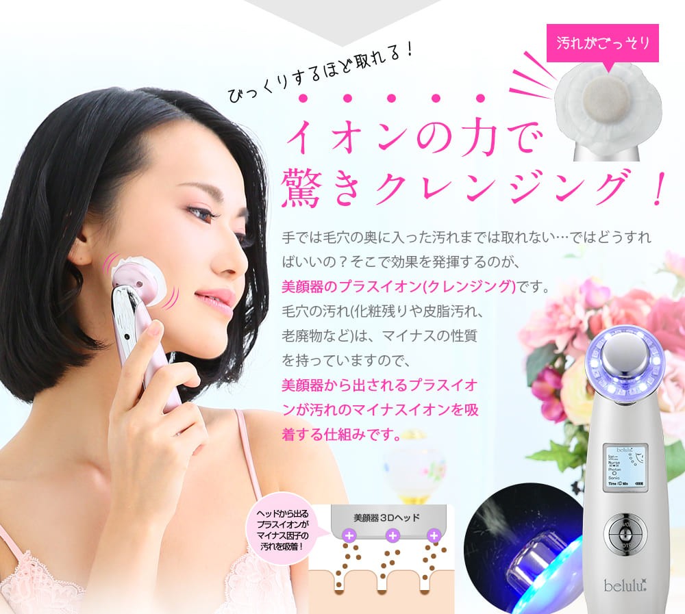 belulu 美顔器 美ルル New クラッシィ 毛穴 黒ずみ 超音波 イオン導入