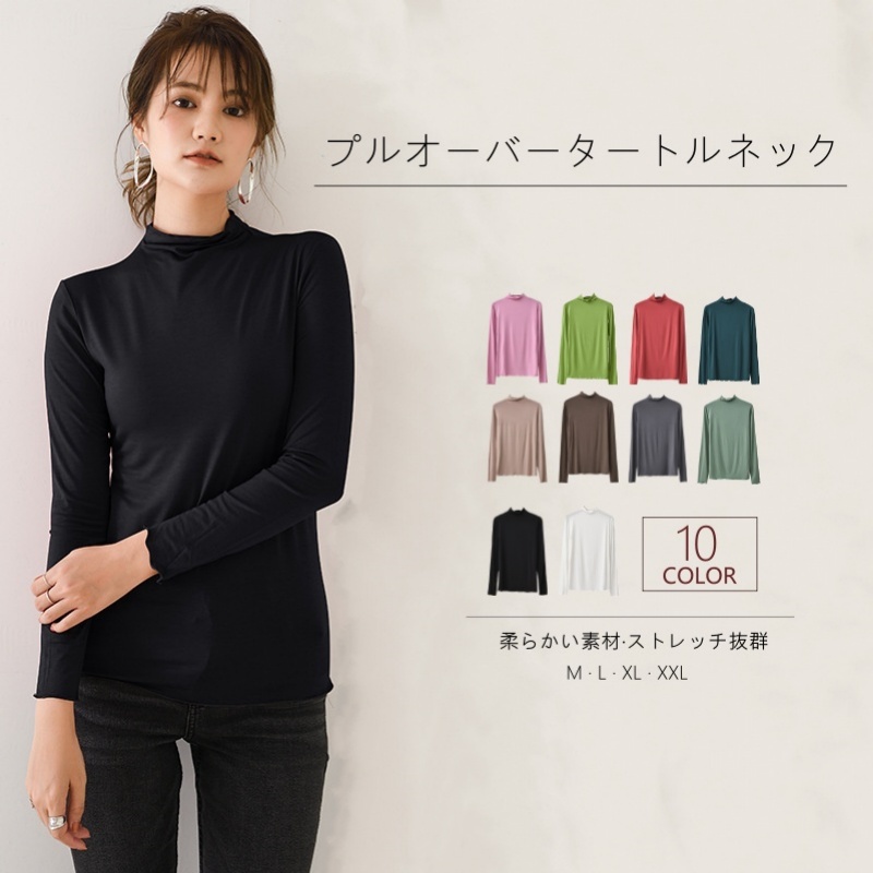 Tシャツ カットソー レディース タートルネック プルオーバー シアー 