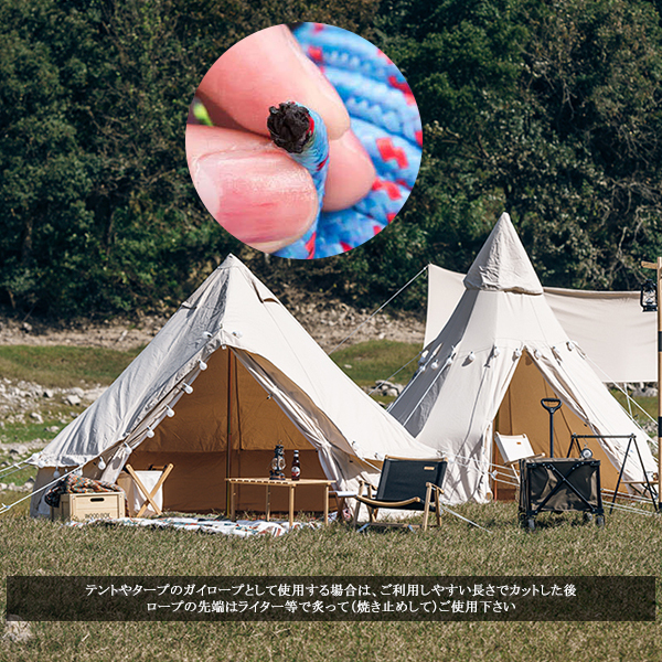 ロープ キャンピング 10m×5本 物干し 網 キャンプ アウトドア