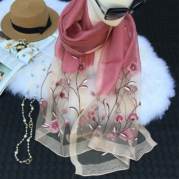 スカーフ 母の日 ギフト プレゼント 刺繍 レディース 高級 scarf 