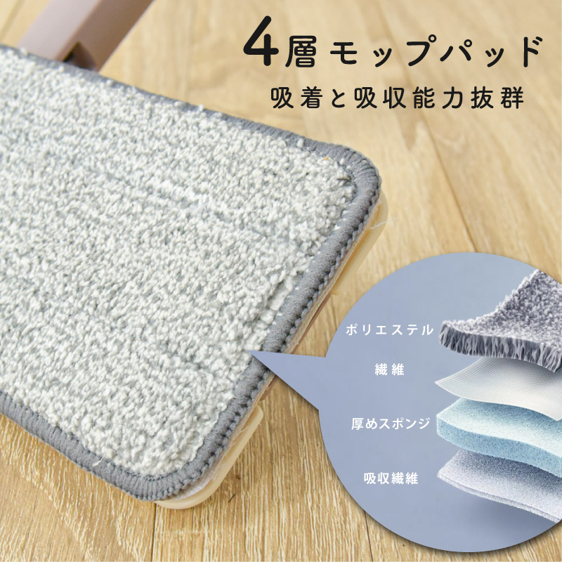 MONOWA モップ 掃除 フロアモップ バケツ付 水拭き 洗浄 脱水 絞り機