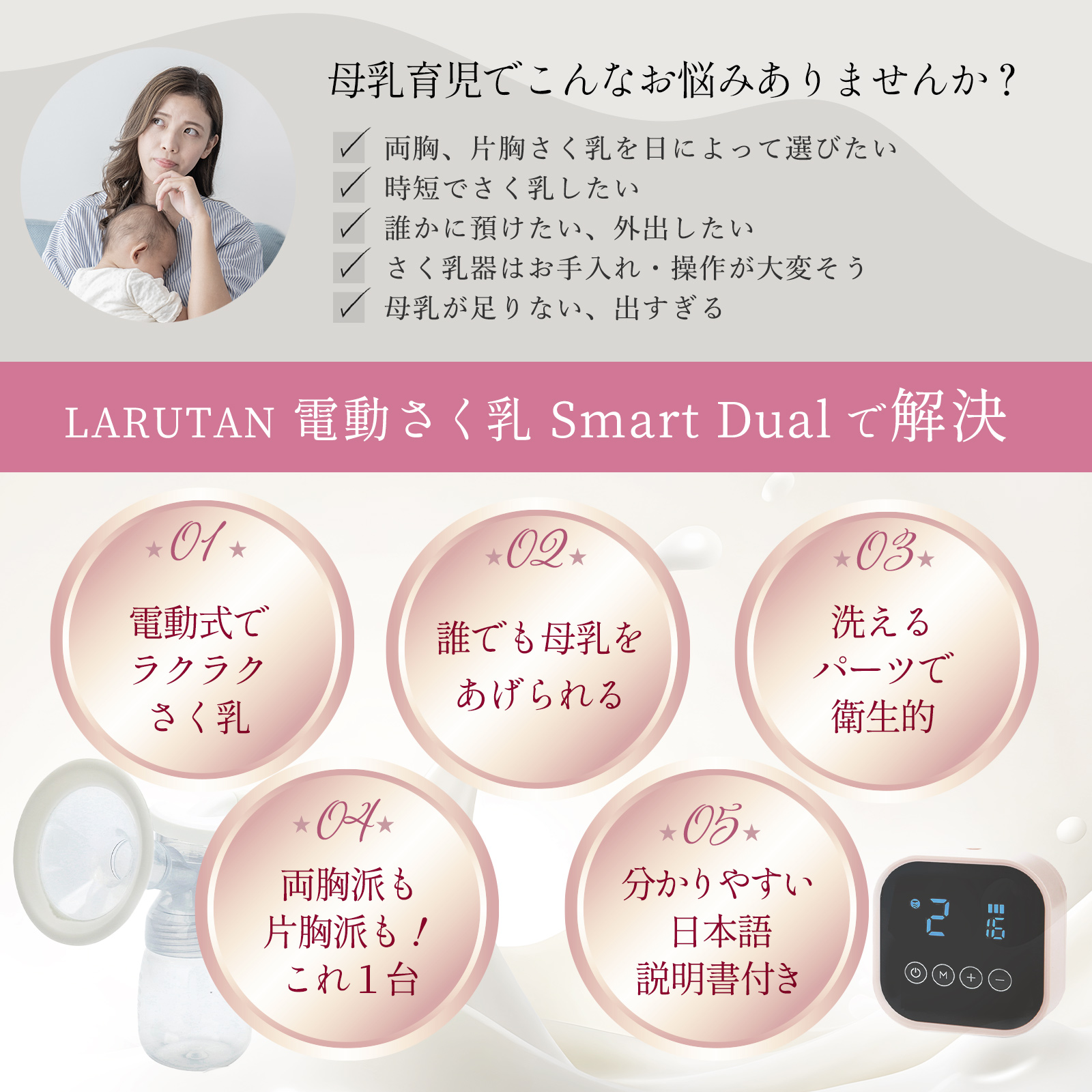 LARUTAN 搾乳機 搾乳 スマートデュアル