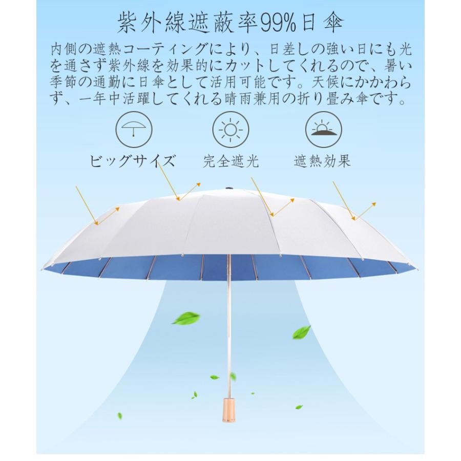 一部予約販売中】 折り畳み傘 晴れ雨兼用傘 完全遮光 長傘 軽量 日傘 16本骨 UVカット99% 自動開閉 台風対応 梅雨対策 耐風 撥水 UVカット  紫外線対策 折りたたみ傘 熱中症対策