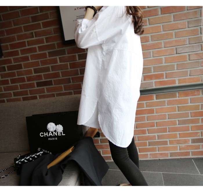 長袖 ロングシャツ ロングブラウス ロング丈 シャツ ブラウス レディース 羽織 無地 サイドジップ ロールアップ袖 カジュアル モード セレカジ ホ シャツ ブラウス チュニックシャツ ロングシャツ 無地 長袖