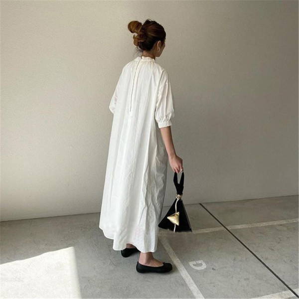 【美品】 ワンピース マキシ丈 ワンピース 裾デザイン 立ち襟 グレー 5 美品】 ワンピース マキシ丈 ワンピース 裾デザイン 立ち襟 グレー 5