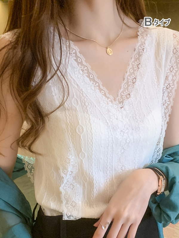 GIRL｜レースVネックタンクトップ | Rakuten Fashion(楽天