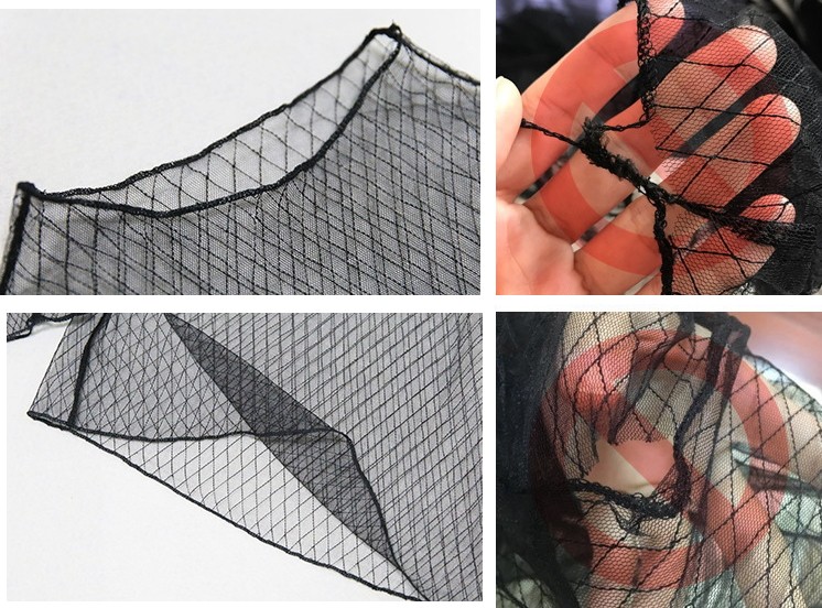 インナー トップス 総レース 網 シースルー メッシュ 長袖 ブラック