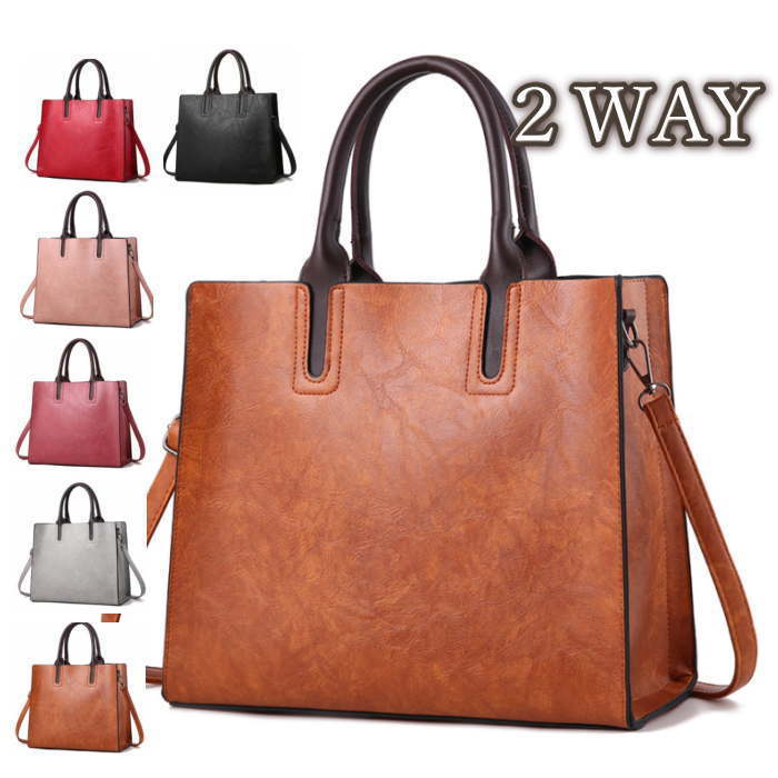 ショルダーバッグ バッグ 無地 レザー 2Wayノットハンドル ハンドル付き本革2WAYスモール ショルダーバッグ – LOEKA