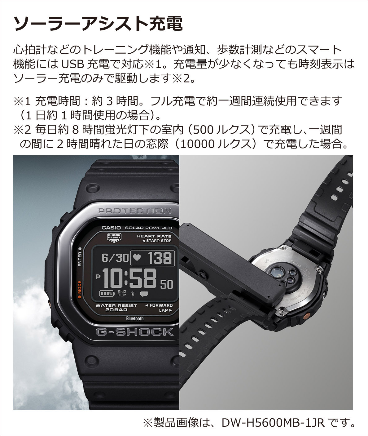 カシオ Gショック DW-H5600-1JR G-SQUAD ハートレートモニター搭載 20