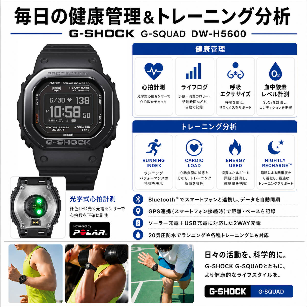 G-SHOCK カシオ Gショック DW-H5600MB-1JR G-SQUAD ハートレート