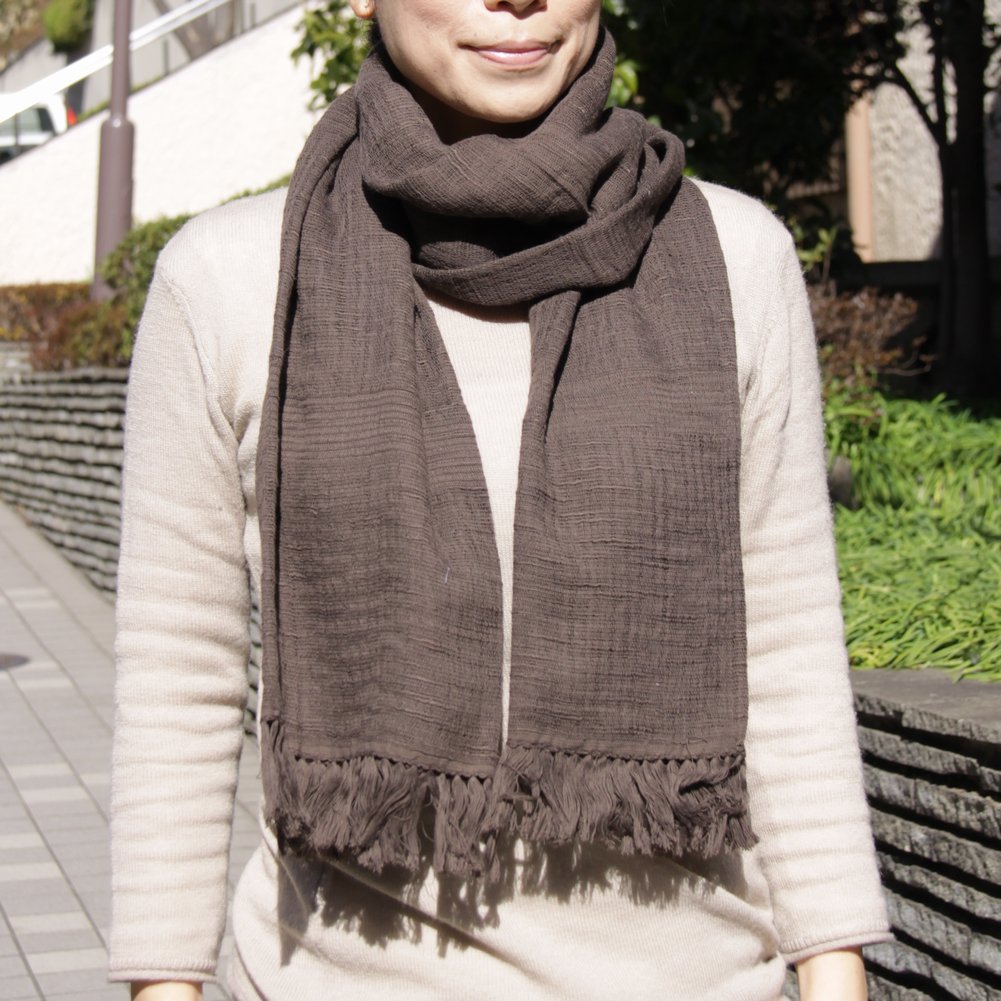 宮崎タオル 今治ショール スラブ 7 モカ◇70×180cm みやざきタオル