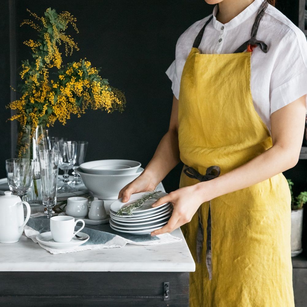Lino e Lina（リーノエリーナ） リネンフルエプロン マノン ミモザ