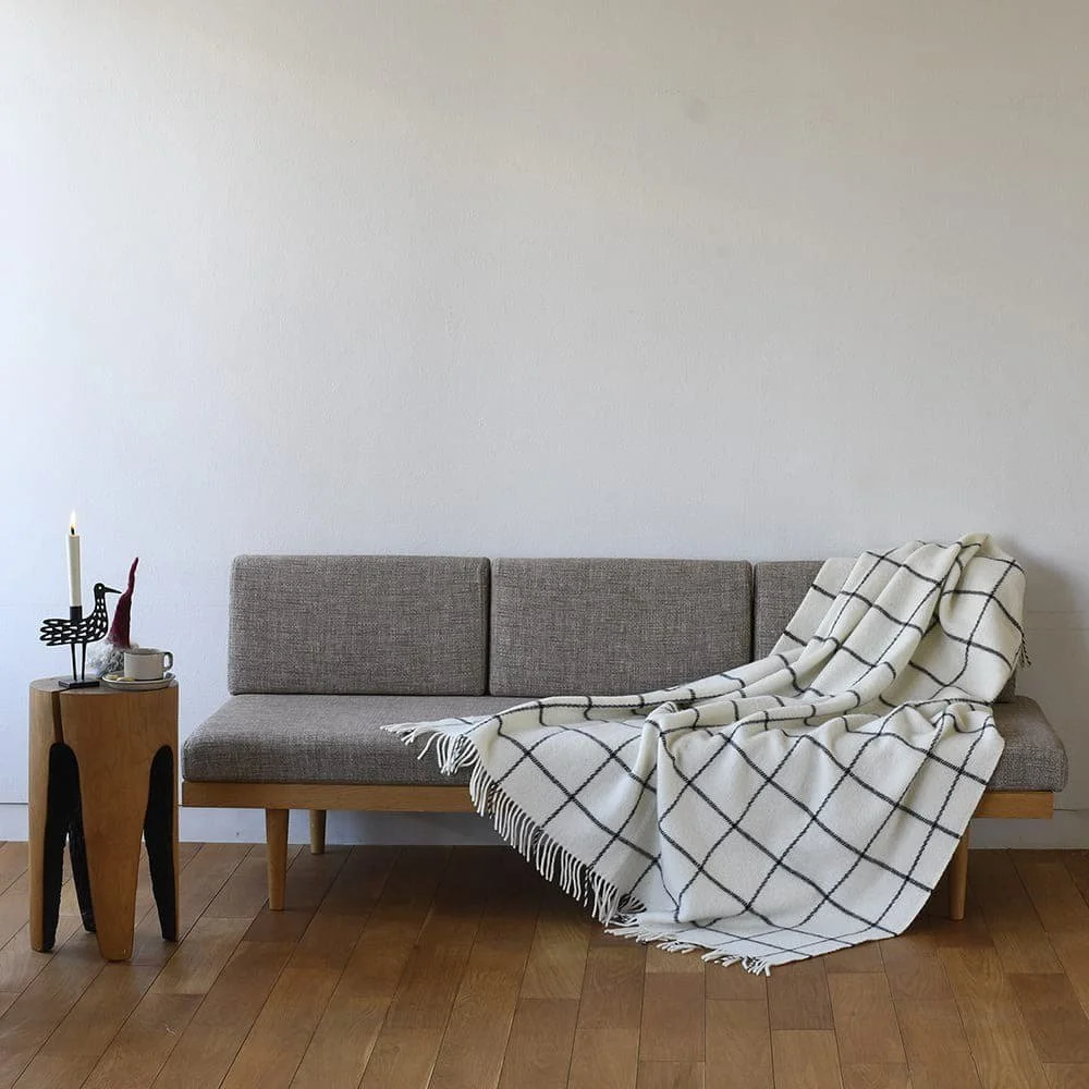 KLIPPAN ウールコーム付き☆ラムウールスロー ヴィンガ ホワイト