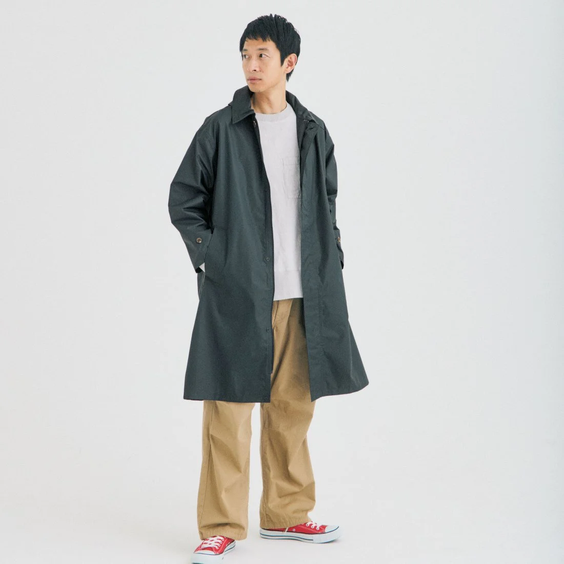 yourmle soutien collar long coat khaki