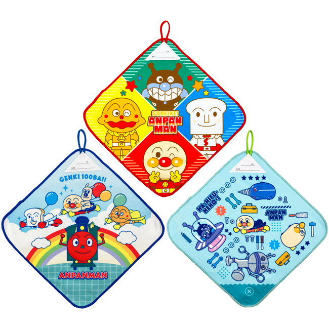 アンパンマン】リアルプリントループ付きタオル3枚組 ループタオル