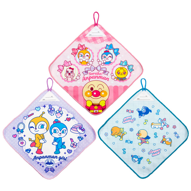 アンパンマン】リアルプリントループ付きタオル3枚組 ループタオル