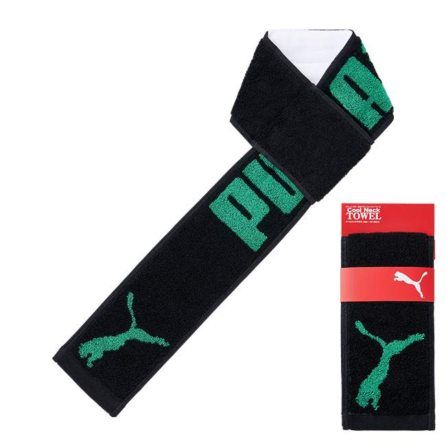 FOMARE タオル　ブラック　グリーン　黒　緑 PUMA（プーマ） クールネックタオル 冷感タオル ブランド 濡らさない