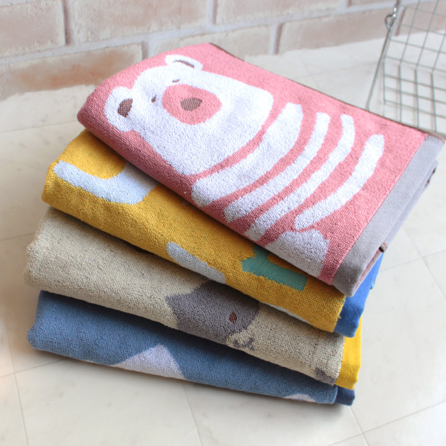 林 バスタオル かわいい 4枚セット クマ タオル 猫 アニマル かわいい