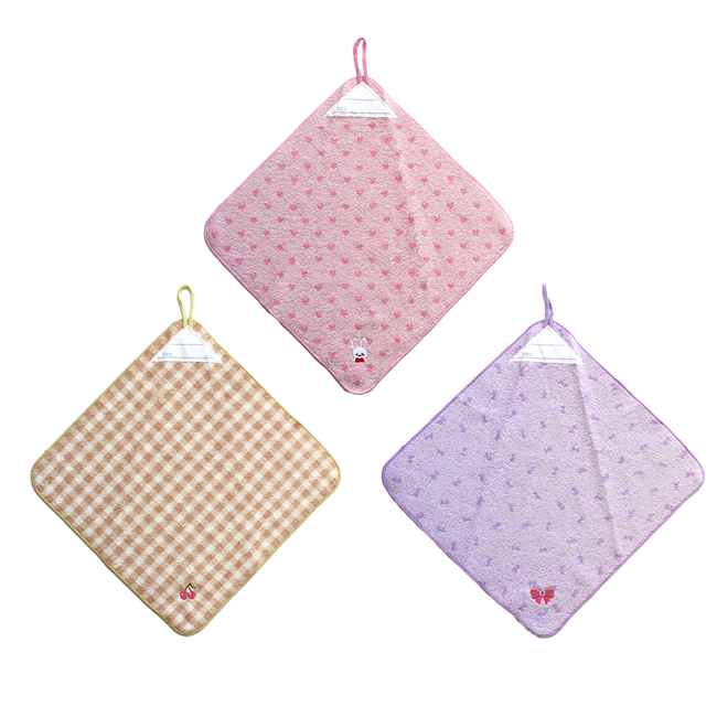 ループ付きハンドタオル 3枚セット ループタオル ループ付きタオル 綿