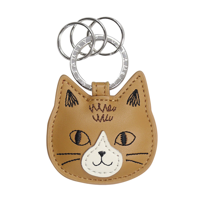 キーリング 牛革 猫 雑貨 蓄光 ネコ おしゃれ 肉球 キーホルダー