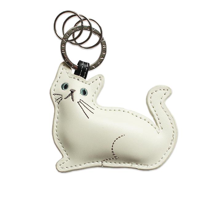 卸売りキーリング 革 キーホルダー 猫 ノアファミリー 鍵 雑貨 プレゼント レディース ねこ かわいい 猫 女性 刺繍 財布、帽子、ファッション小物 