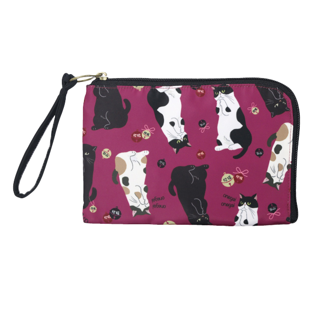 猫 マルチケース 通帳ケース 母子手帳 カード入れ 軽量 19×13cm 収納