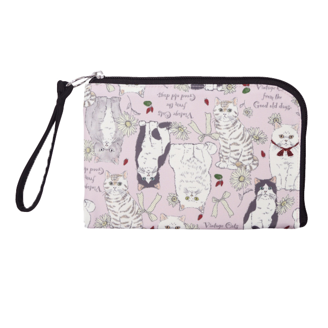 猫 マルチケース 通帳ケース 母子手帳 カード入れ 軽量 19×13cm 収納