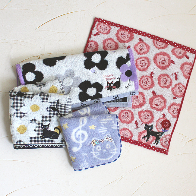 ノアファミリー ハンカチ 4枚セット ハンドタオル プレゼント 猫 子供