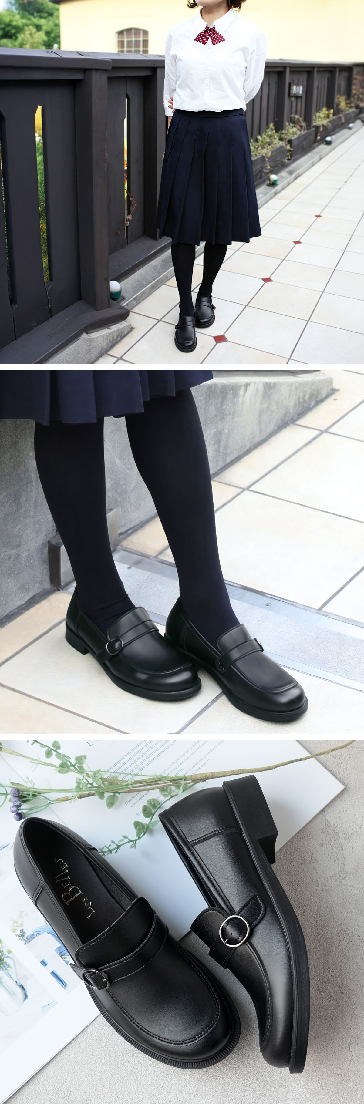 Belle＆Sofa ベルトローファー 学生靴 通勤 通学 レディース
