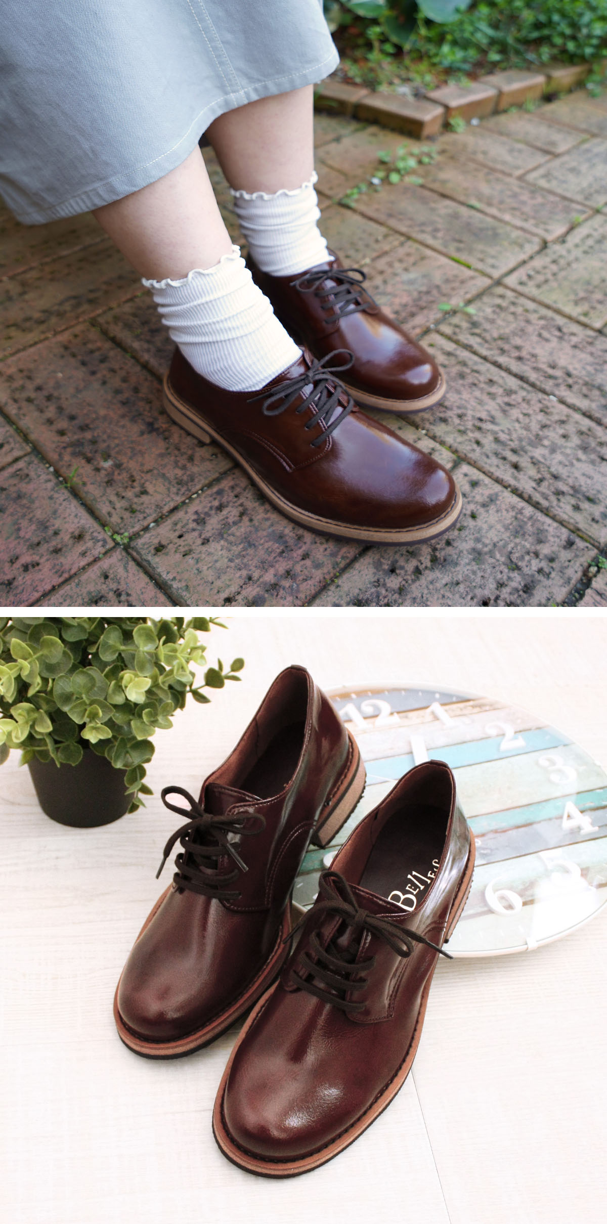 Belle&Sofa レースアップシューズ 紐靴 マニッシュ エナメル Belle&Sofa レースアップシューズ 紐靴 マニッシュ エナメル