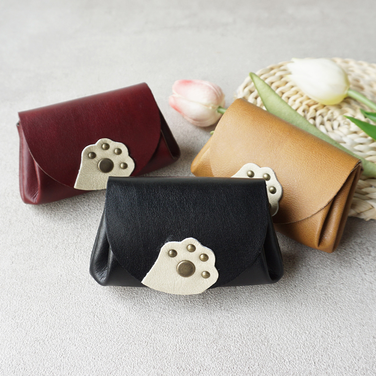 【メーカー直売】 Belle＆Sofa 3ポケット 小銭入れ 肉球 ねこ 猫 コインケース 小物