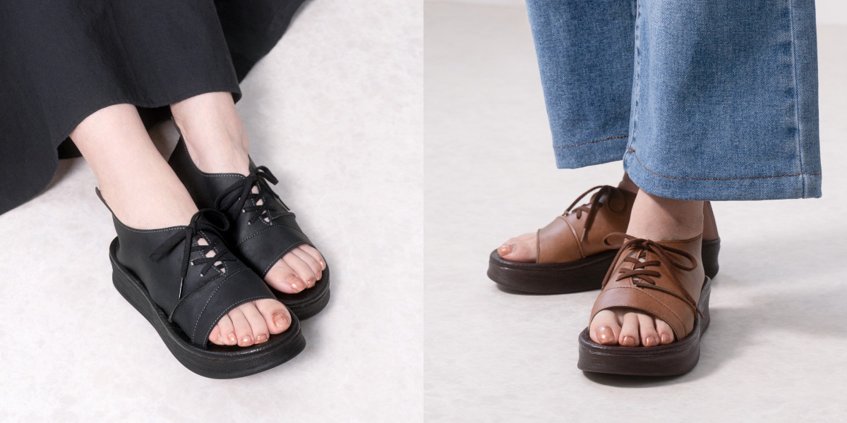 サンダル 厚底 レディース 軽量 疲れない 歩きやすい 外反母趾 痛くない かかとあり レースアップ 編み上げ ゴム入り