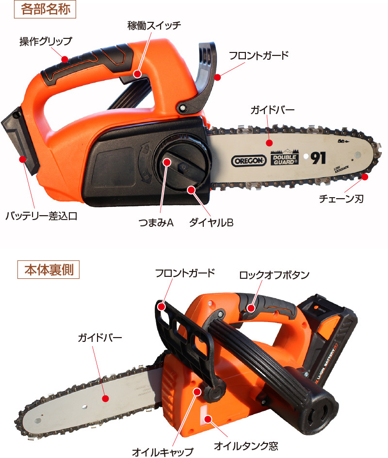 YARD FORCE ハンディーチェーンソー 24V 充電式 小型 枝切り