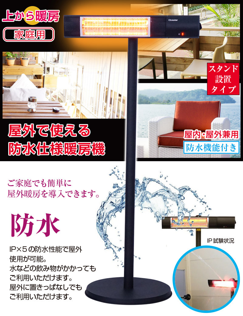 屋外用防水電気暖房機 ピクシーヒーター壁・天井取付タイプ