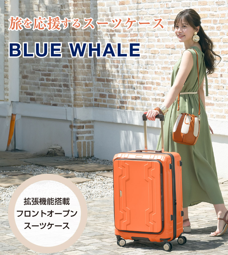 フロントオープン スーツケース BLUE WHALE Sサイズ 37L 48L ( 機内持