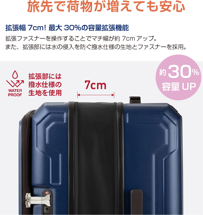 フロントオープン スーツケース BLUE WHALE Sサイズ 37L 48L ( 機内持