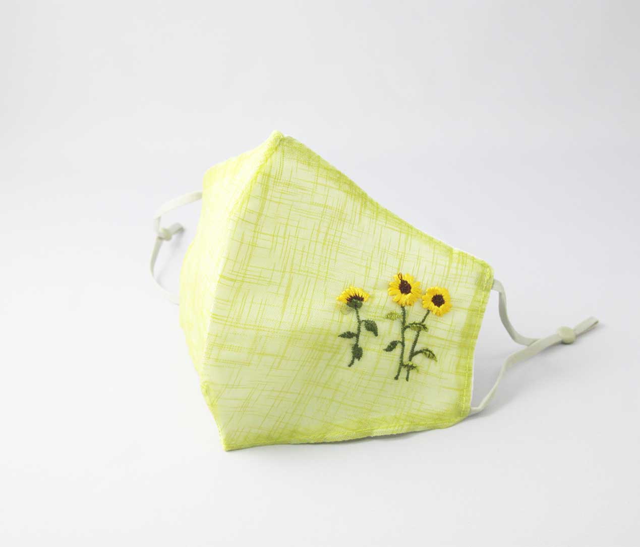 韓国マスク 夏涼しい麻 花刺繍付き モシマスク メール便送料無料