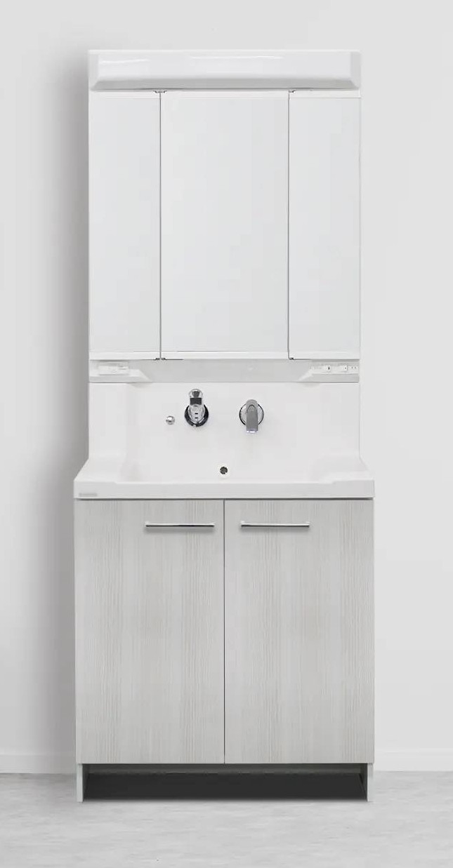 アサヒ衛陶 洗面台 750 三面鏡 選べる扉カラー3色×収納2タイプ