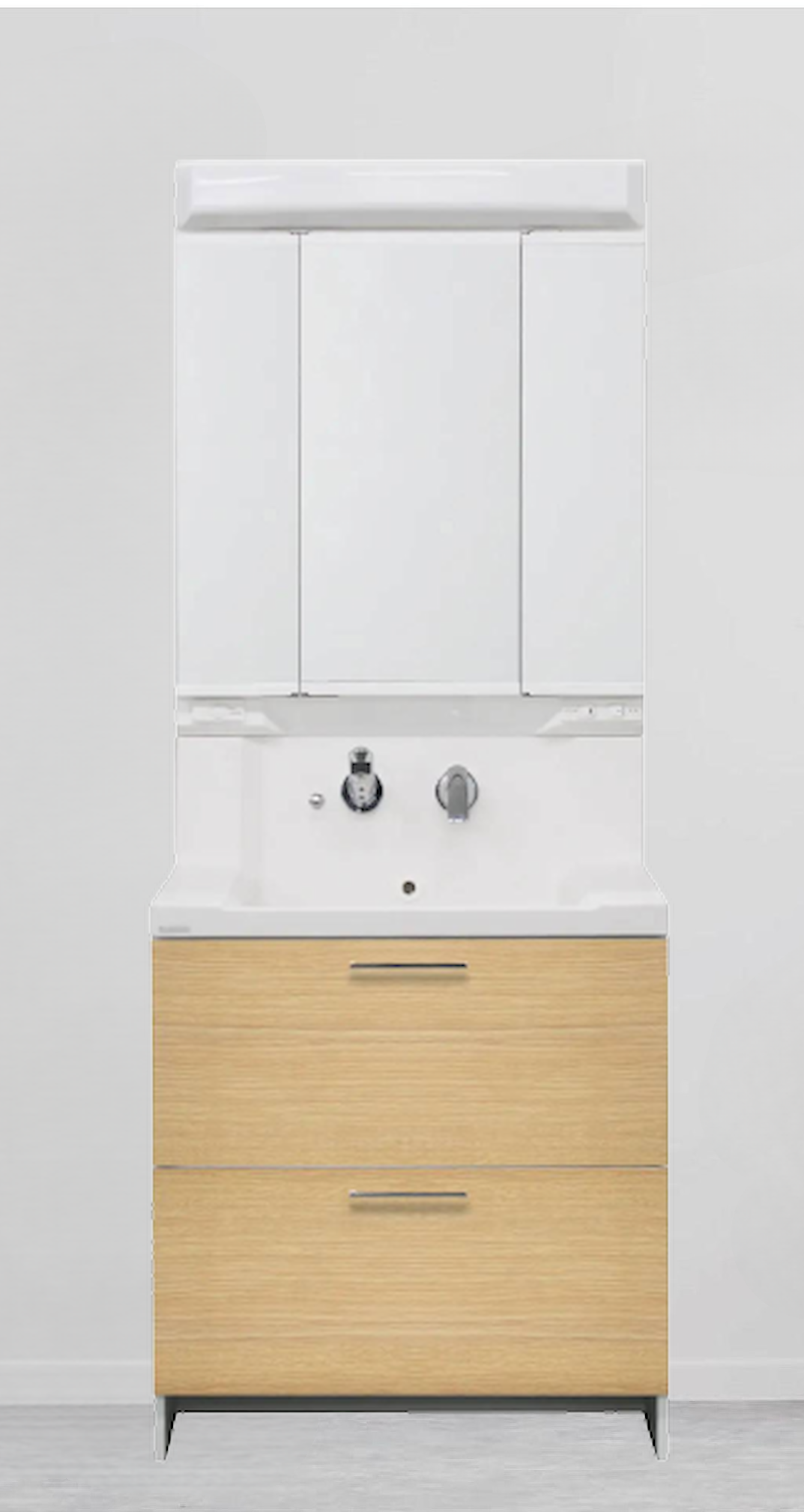 アサヒ衛陶 洗面台 750 三面鏡 選べる扉カラー3色×収納2タイプ