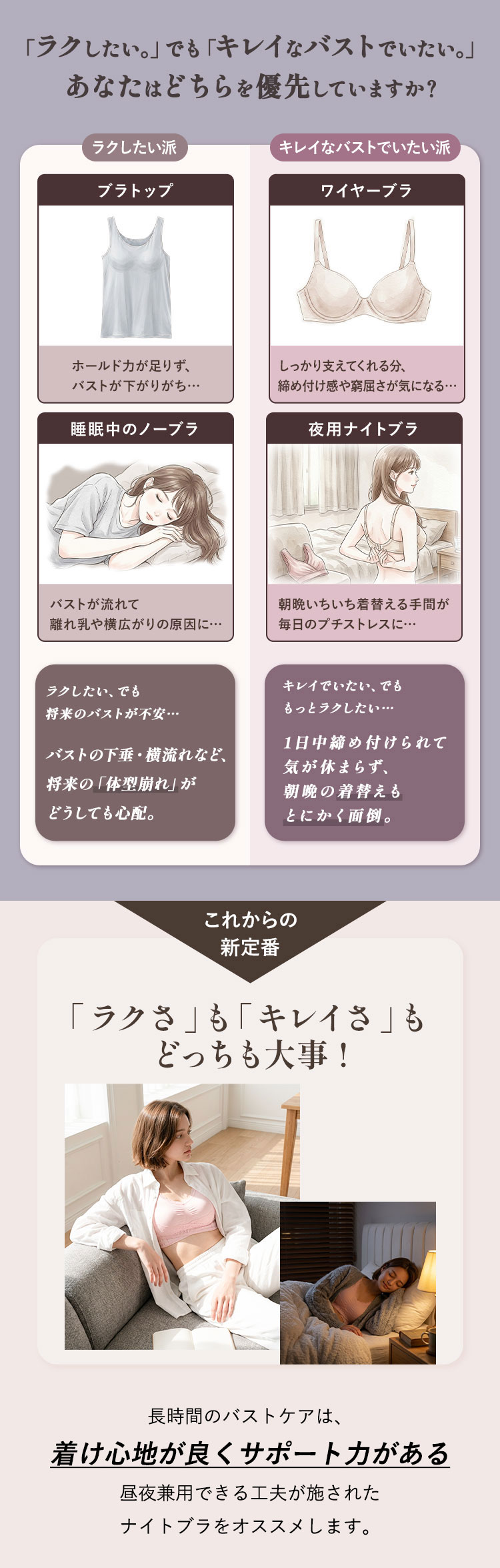 ラクさとキレイを両立する昼夜兼用ナイトブラ