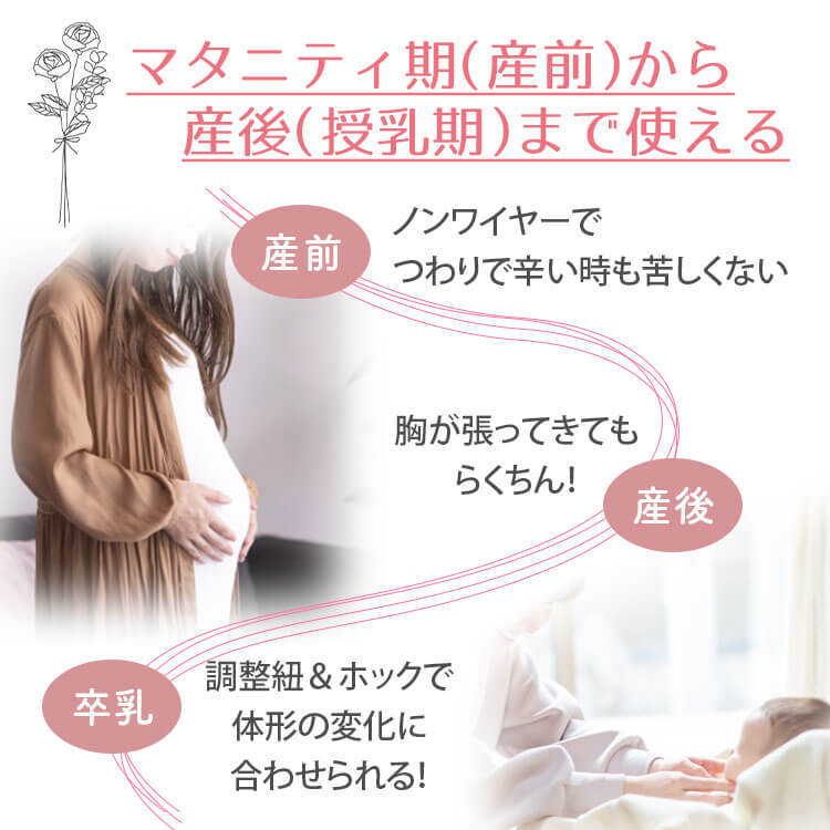 マタニティ期から産後（授乳期）まで使える