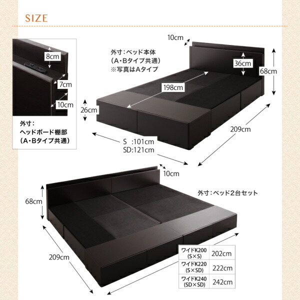 完動品 連結ファミリー収納ベッド ベッドフレームのみ Aタイプ セミダブル 【CEG1828230594】(66849円)
