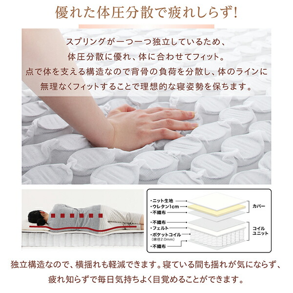 日本格安 素材・色が選べる 脚付きマットレスベッド ポケットコイルマットレス タオル素材カバーリングセット ダブル 30cm脚 組立設置付