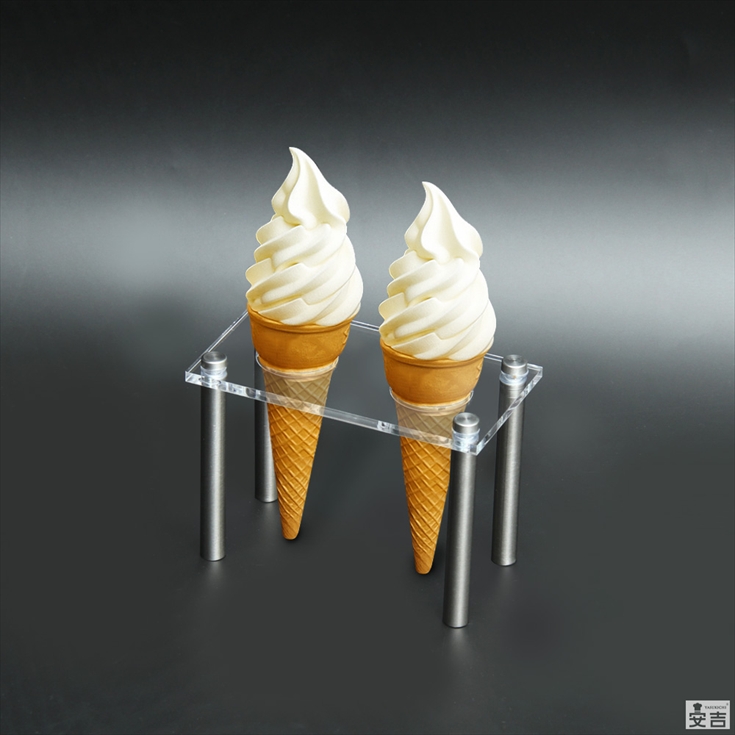 レトロ 非売品 ソフトクリーム コーンスタンド メール便送料無料】コーンスタンド 2個穴 2穴 ダブル 2本用 アクリル