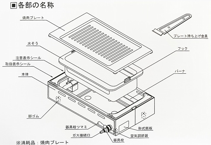 山岡金属 ガス焼肉器 王者 Y-18T 13A/12A（ガス接続φ9.5） | www