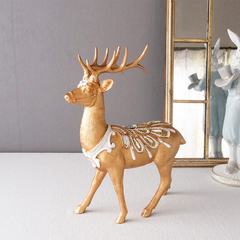 クリスマス トナカイ オブジェ エンブロイダリーディアホワイト ライン