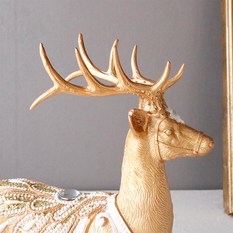 クリスマス トナカイ オブジェ エンブロイダリーディアホワイト ライン